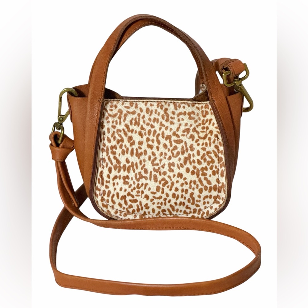 Madewell Micro Sydney Cheetah Print Crossbody Bag Calf Hair Fur Detail Purse